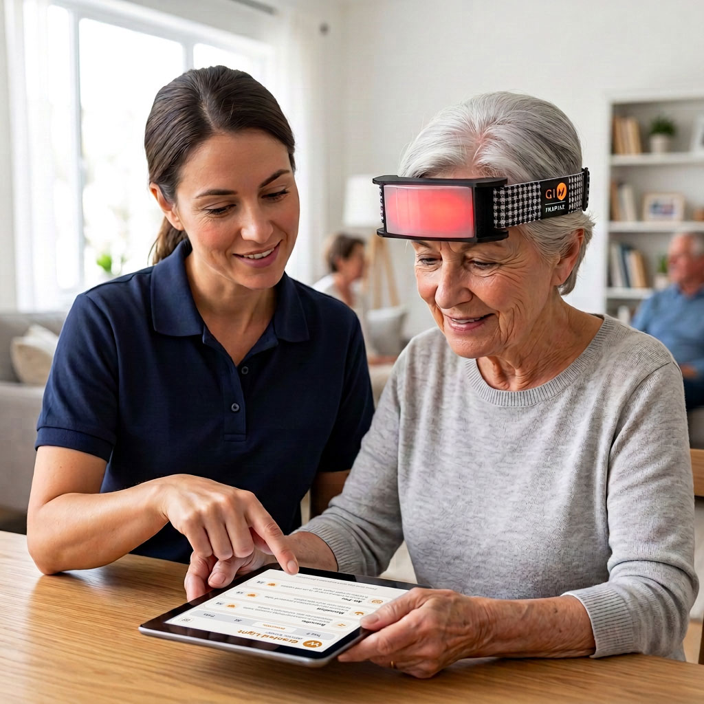 INSPIRE Together - care worker with resident using tablet